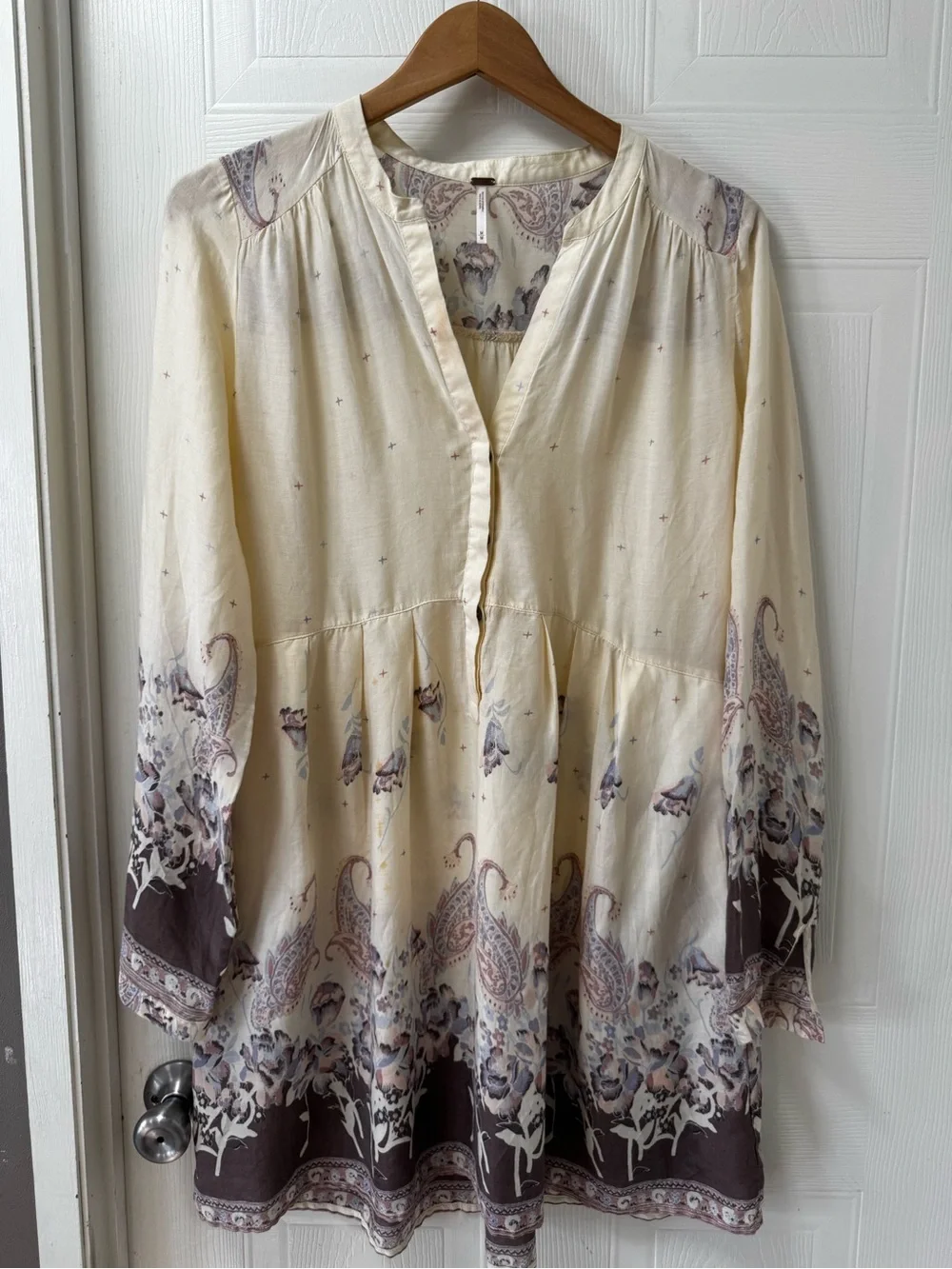 Free People Cream Paisley Print Blouse